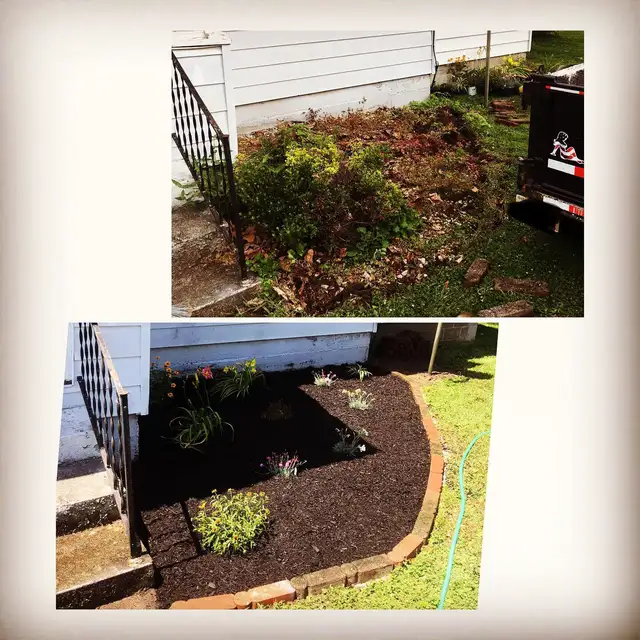 Original collage of a planting bed with mulch and garden edging.