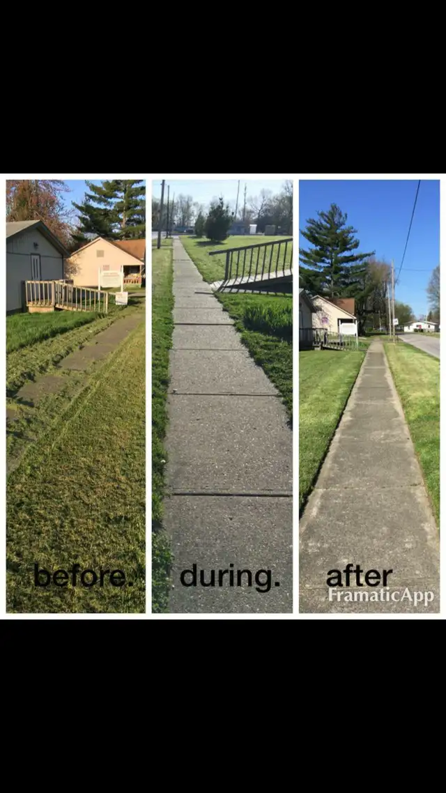 Original three-view collage of lawn edges along a sidewalk.